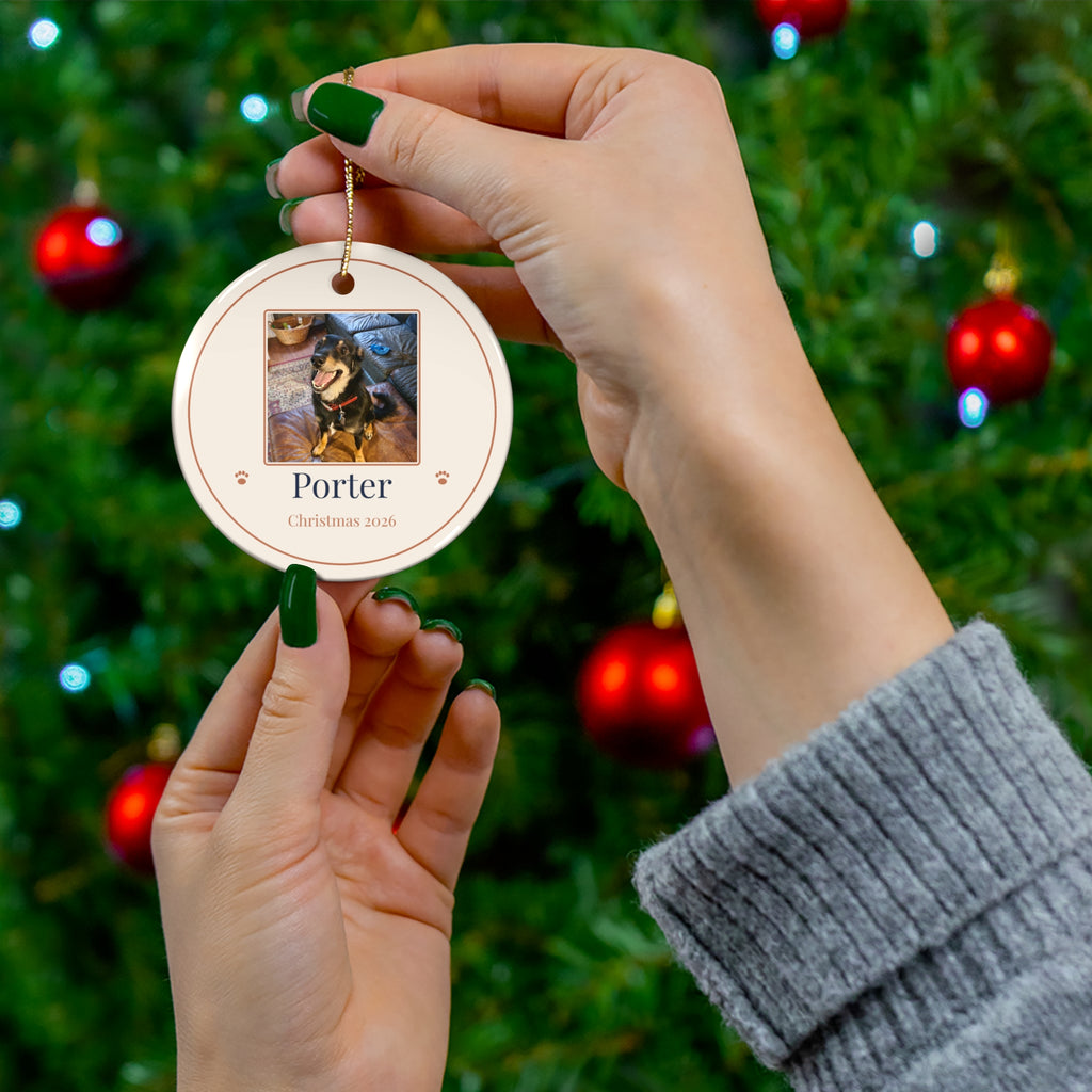 Custom Pet Photo Ornament with Name | Personalized Dog & Cat Christmas Ornament 2026