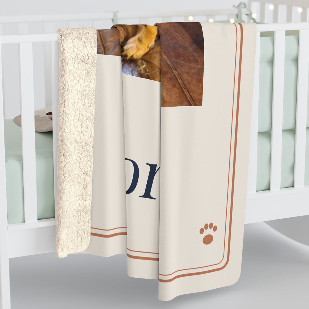 Custom Pet Portrait Blanket with Name | Personalized Sherpa Fleece Dog & Cat Photo Blanket